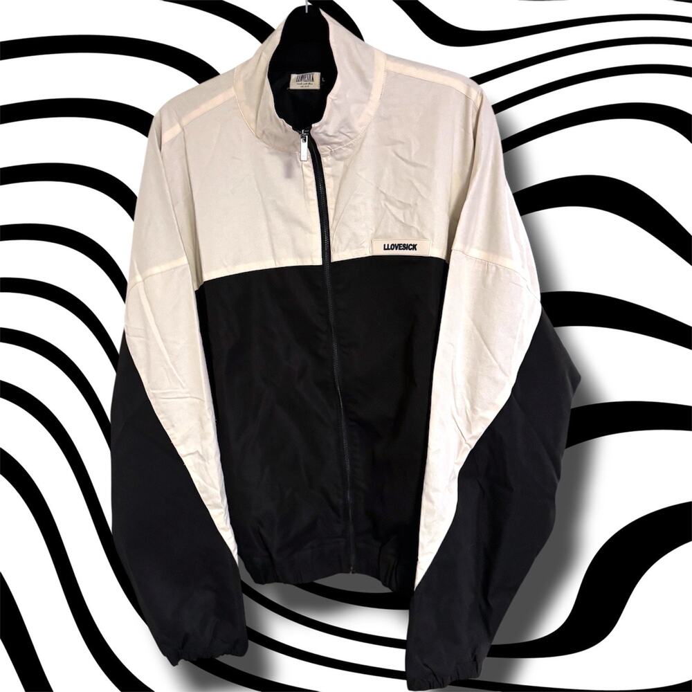 •NWT• Llovesick Track Jacket in Black/Cream • Men’s Large • LL4-156-CMB-LG